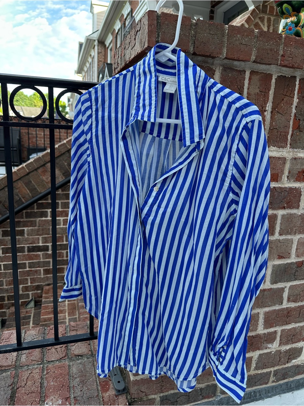 C&C California Blue and White Striped Shirt